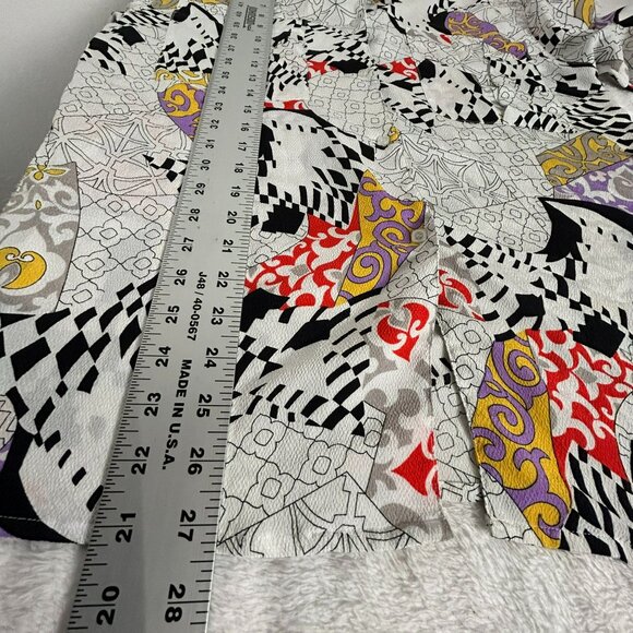 Jac Dale Women's Geometric Print Long Sleeve Collared Blouse White/Black 8 - Picture 7 of 7